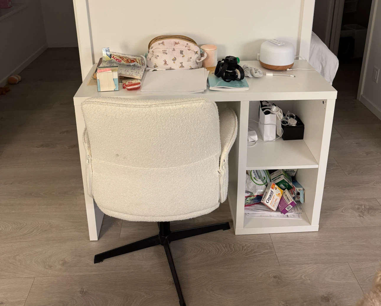 IKEA Kallax White Study Desk with Shelving