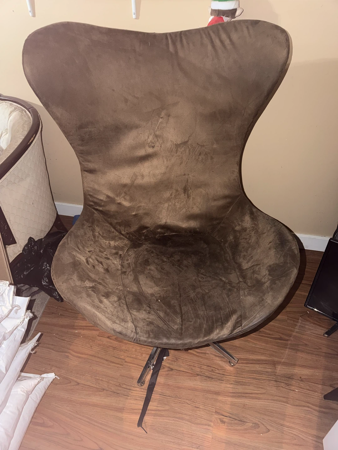 Brown Suede Egg Chair