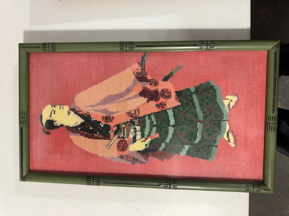 Vintage Needlepoint Art - Geisha and Birds - photo 2