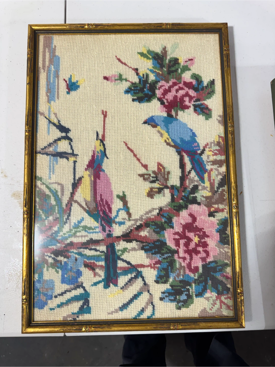Vintage Needlepoint Art - Geisha and Birds - photo 3