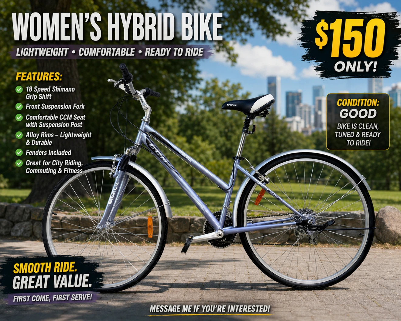 CCM UNISEX HYBRID/COMFORT BIKE
