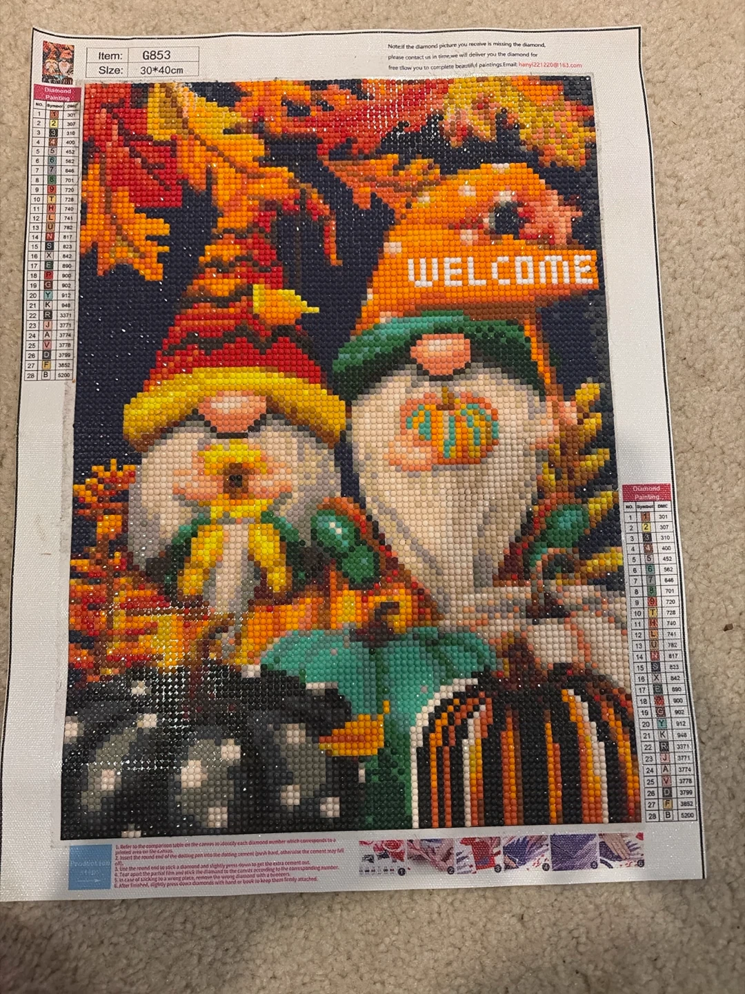 Diamond Painting Gnomes with "Welcome" Sign