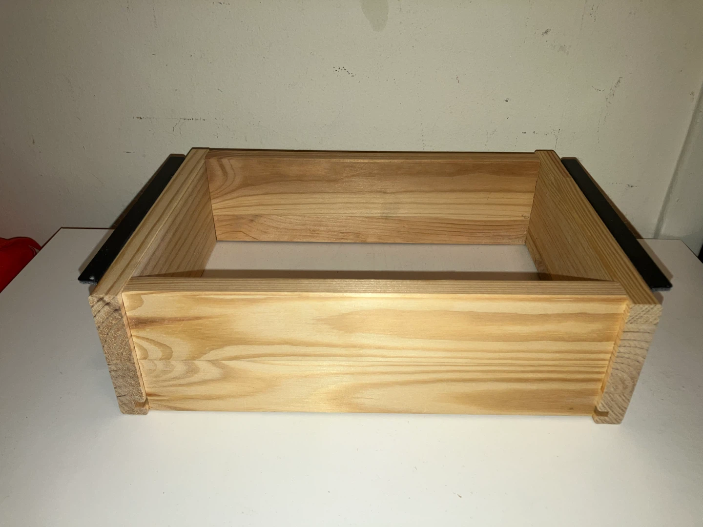 Wooden Storage Box with Black Accents