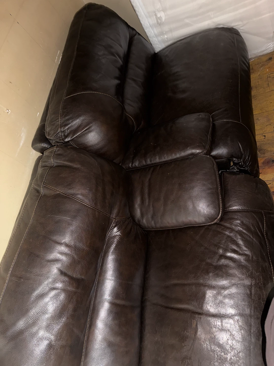Brown leather recliner 3 seater - photo 4