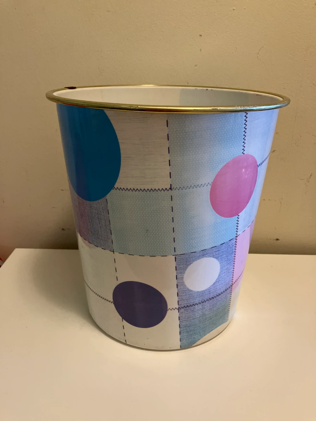Decorative Trash Can with Polka Dot Design