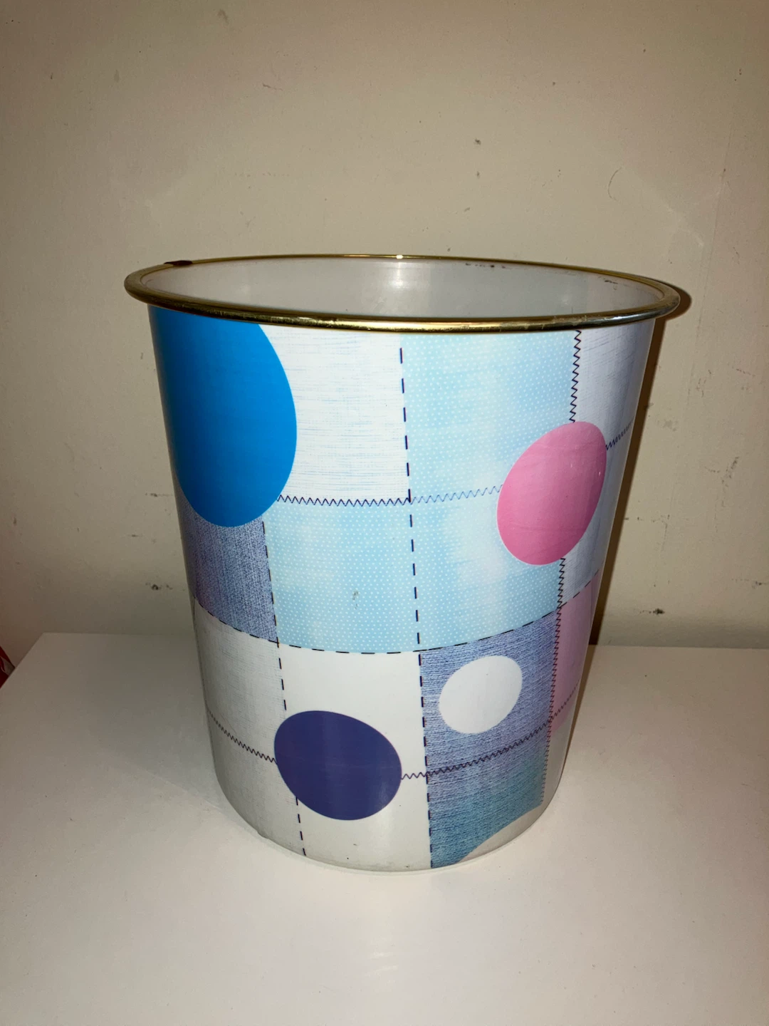 Decorative Trash Can with Polka Dot Design - photo 2
