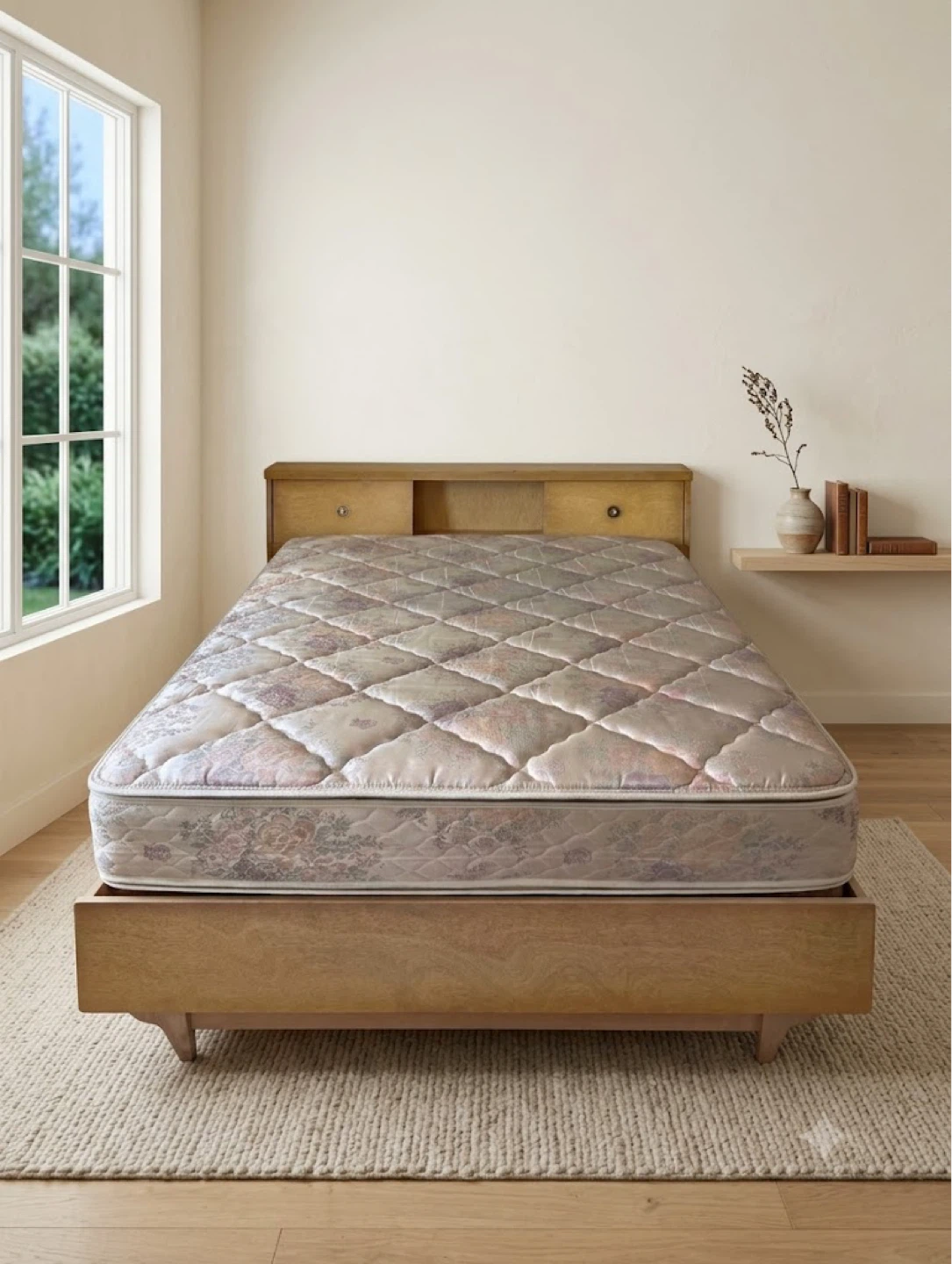 Vintage Wood Queen Bed Set with Storage – Complete Set