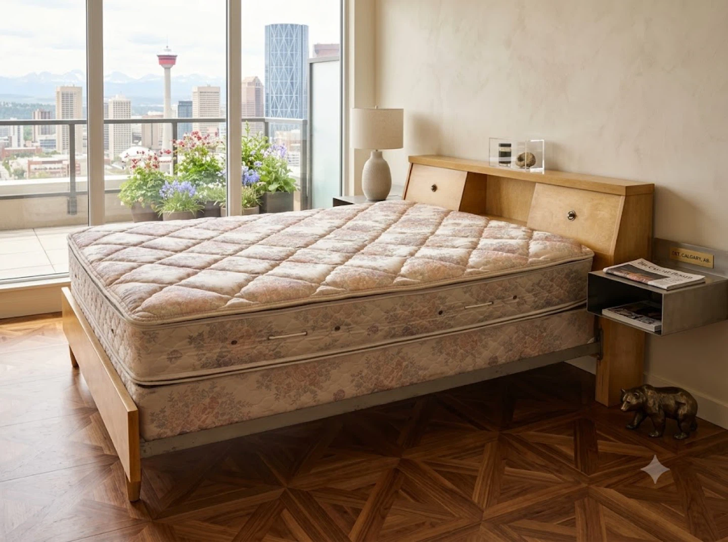 Vintage Wood Queen Bed Set with Storage – Complete Set - photo 2