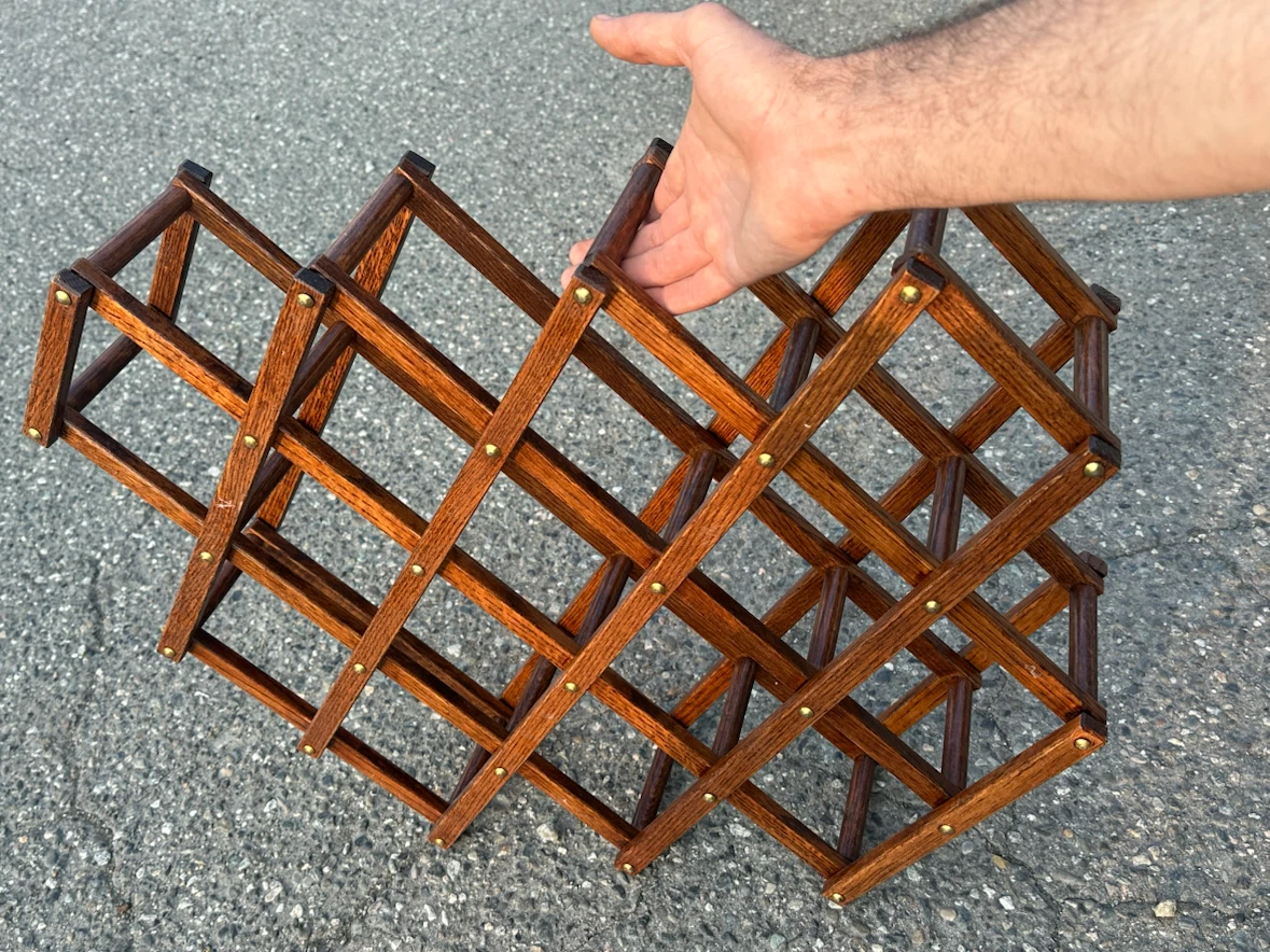Oak Accordion  14 bottle wine rack