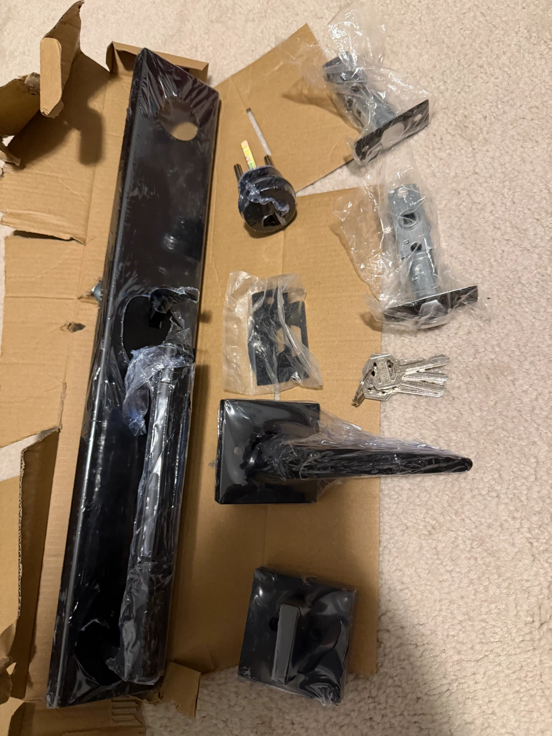 Black Entry Door Handle Set with Keys