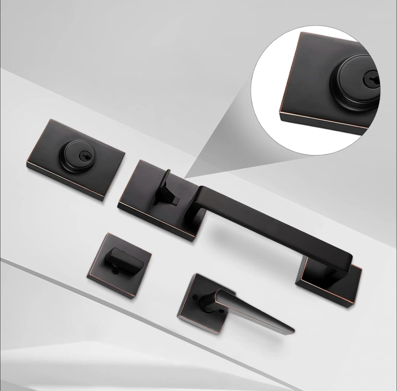 Black Entry Door Handle Set with Keys - photo 3
