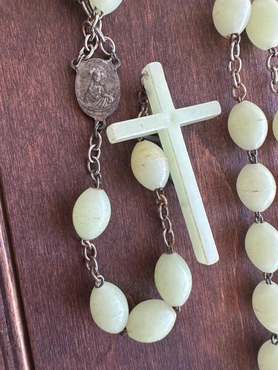 Glow in the Dark Rosary Beads with Crucifix Long Necklace - photo 3
