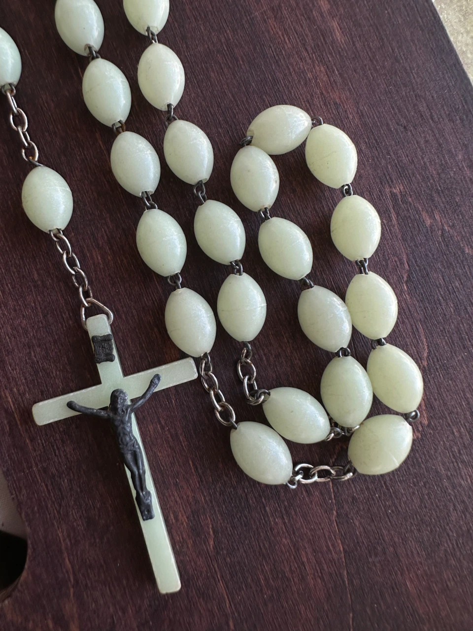 Glow in the Dark Rosary Beads with Crucifix Long Necklace - photo 5