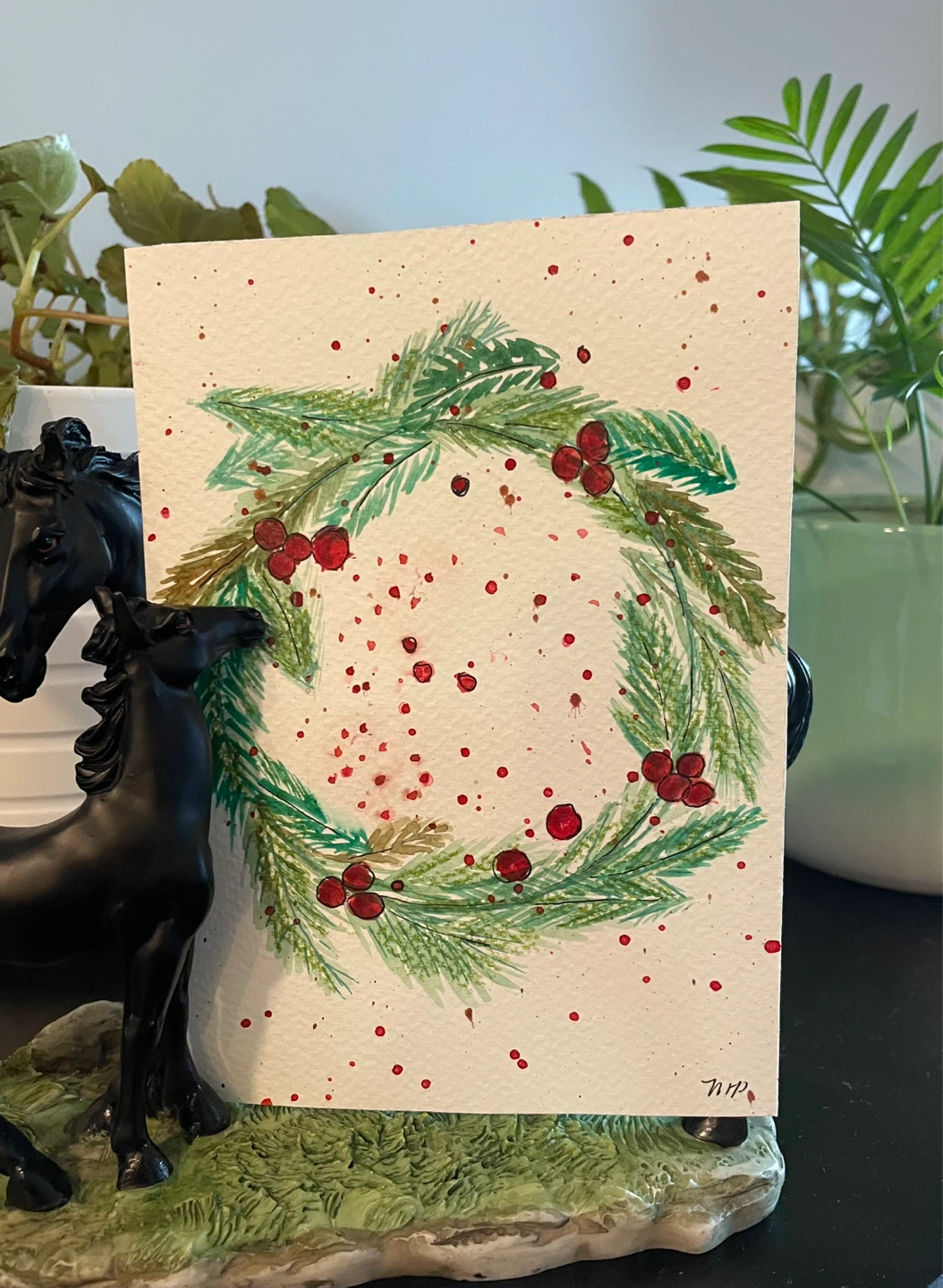 Watercolor Christmas Themed Paintings - photo 2