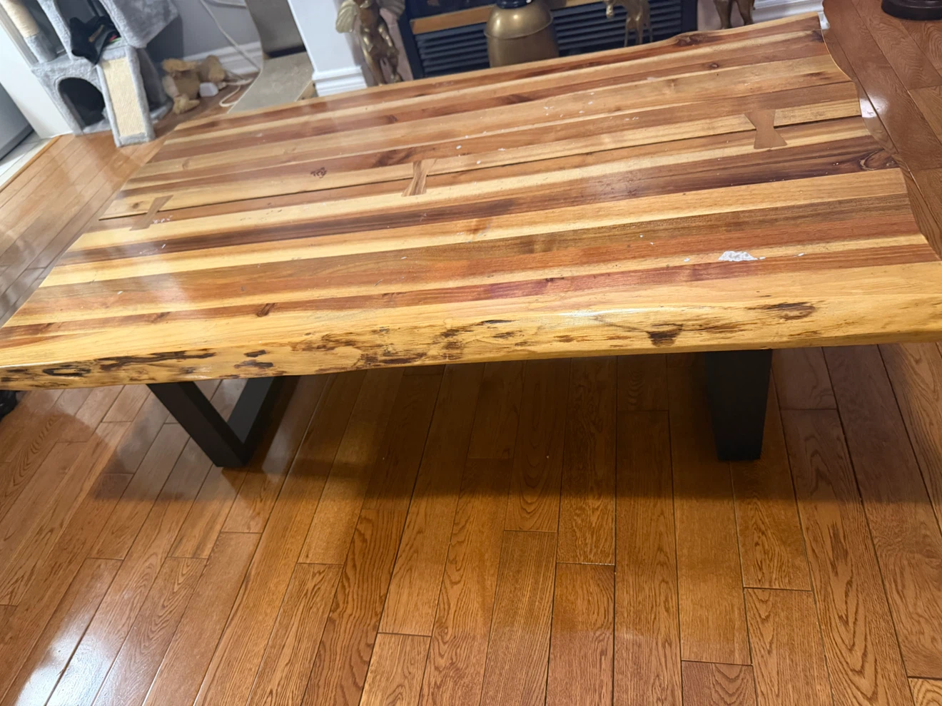 Live Edge Wood Coffee Table with Butterfly Inlays - photo 2
