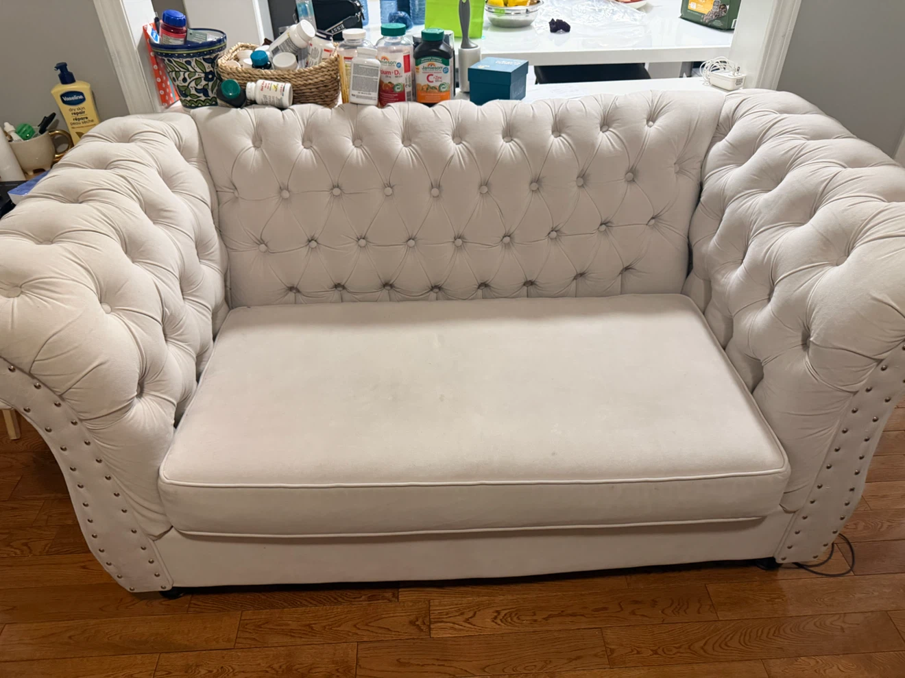 Chesterfield Sofa - Light Beige - photo 2