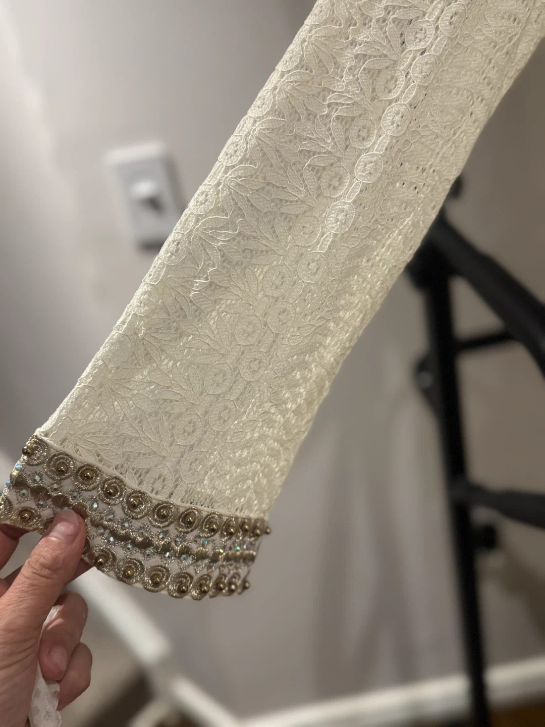 White Lace Embellished Maxi Dress