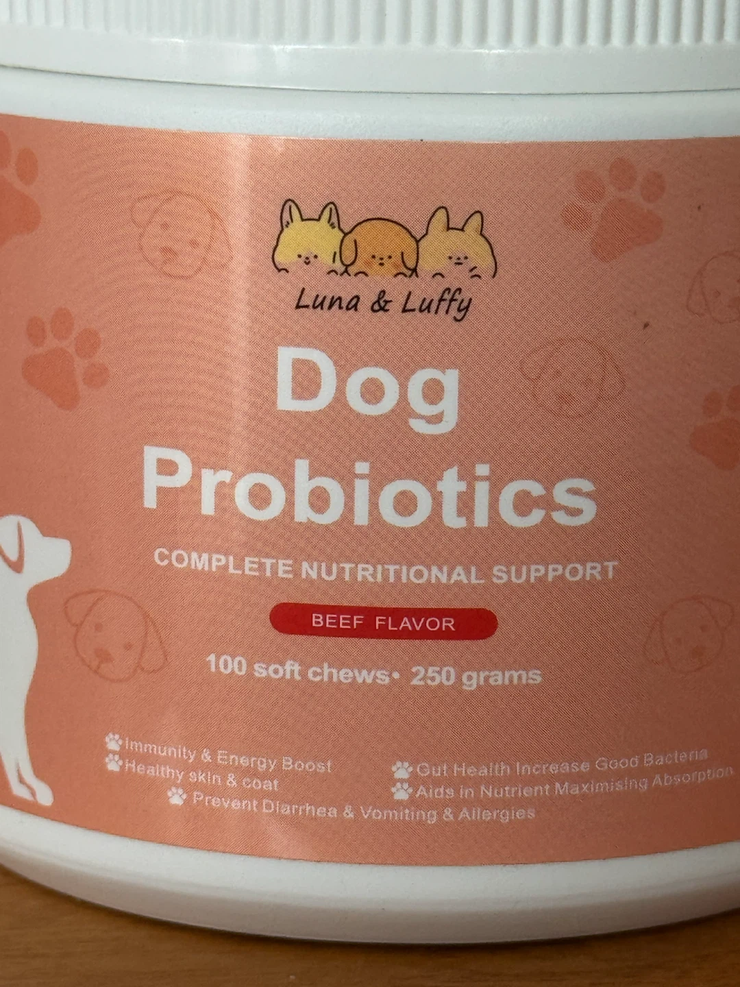 Luna & Luffy Dog Probiotics Beef Flavor 100 Soft Chews