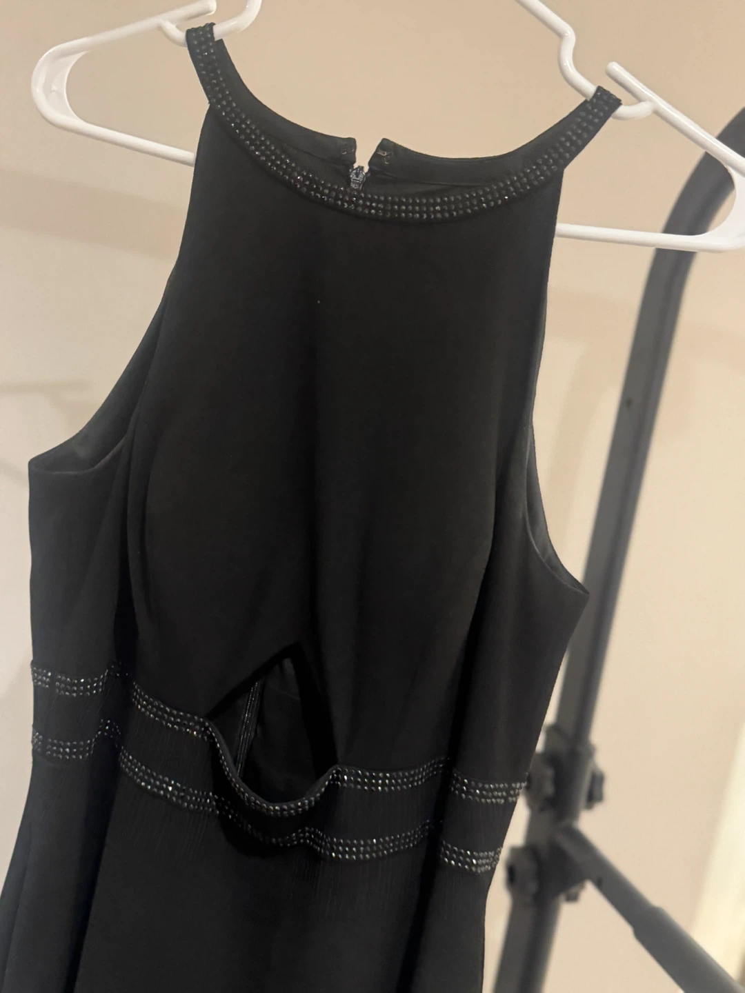 Black Embellished Halter Neck Dress