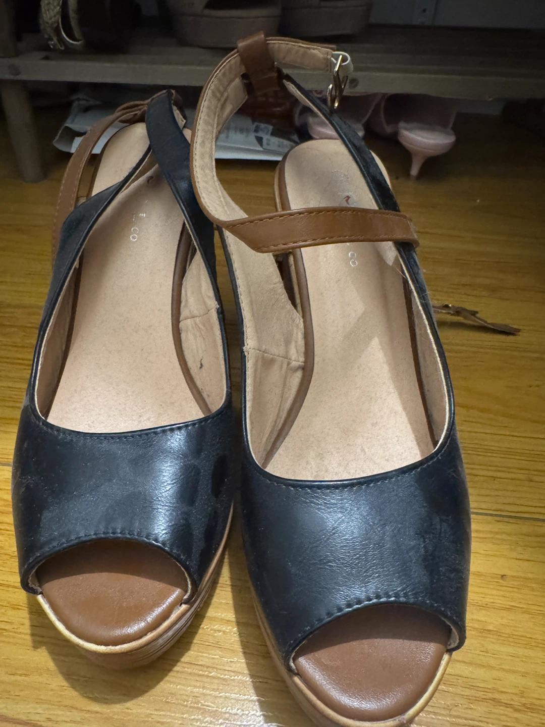 Black and Brown Platform Wedge Sandals - photo 2