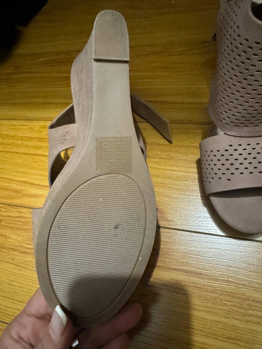 Call It Spring Beige Perforated Wedge Sandals