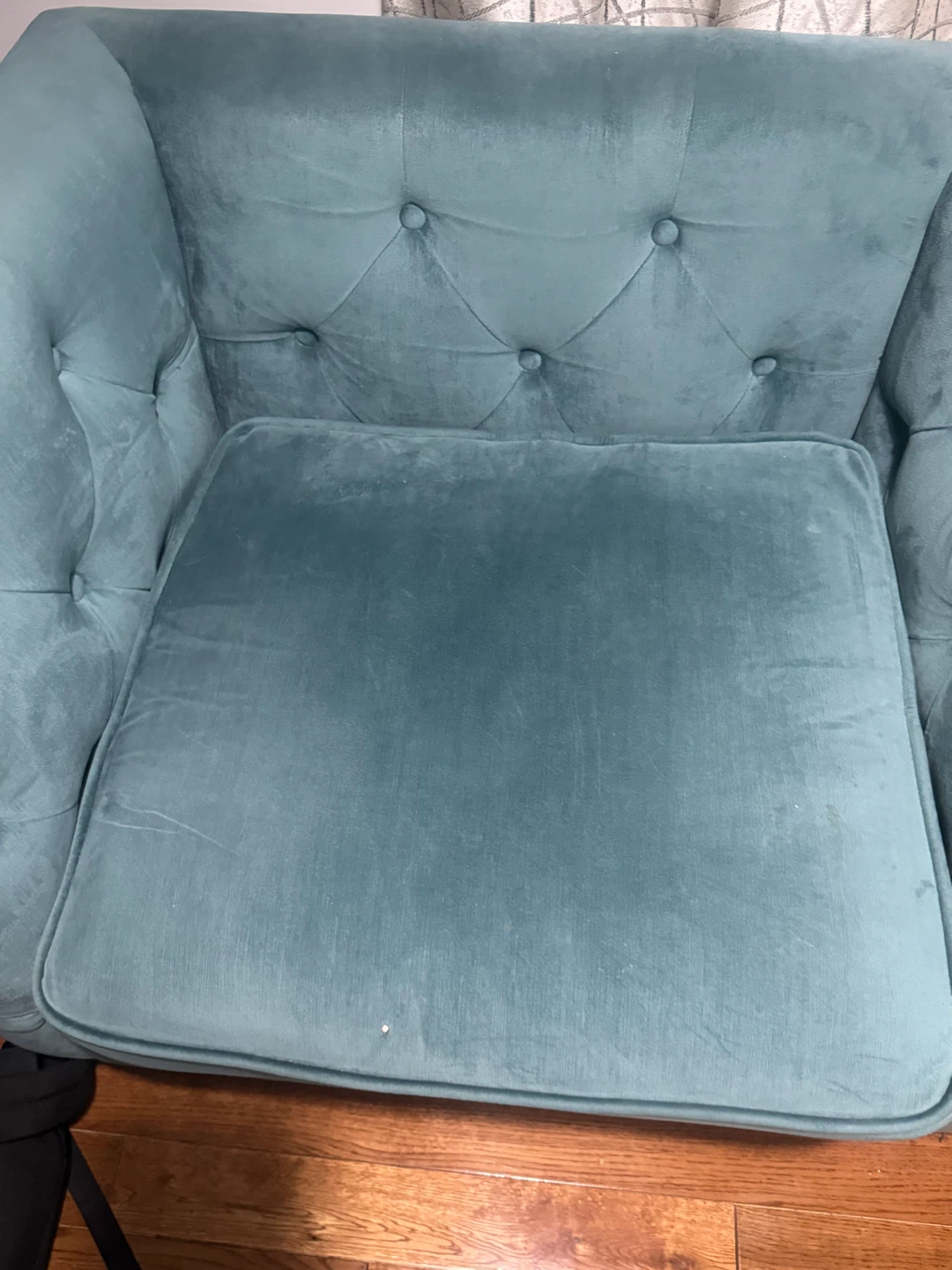 Teal Velvet Tufted Armchair