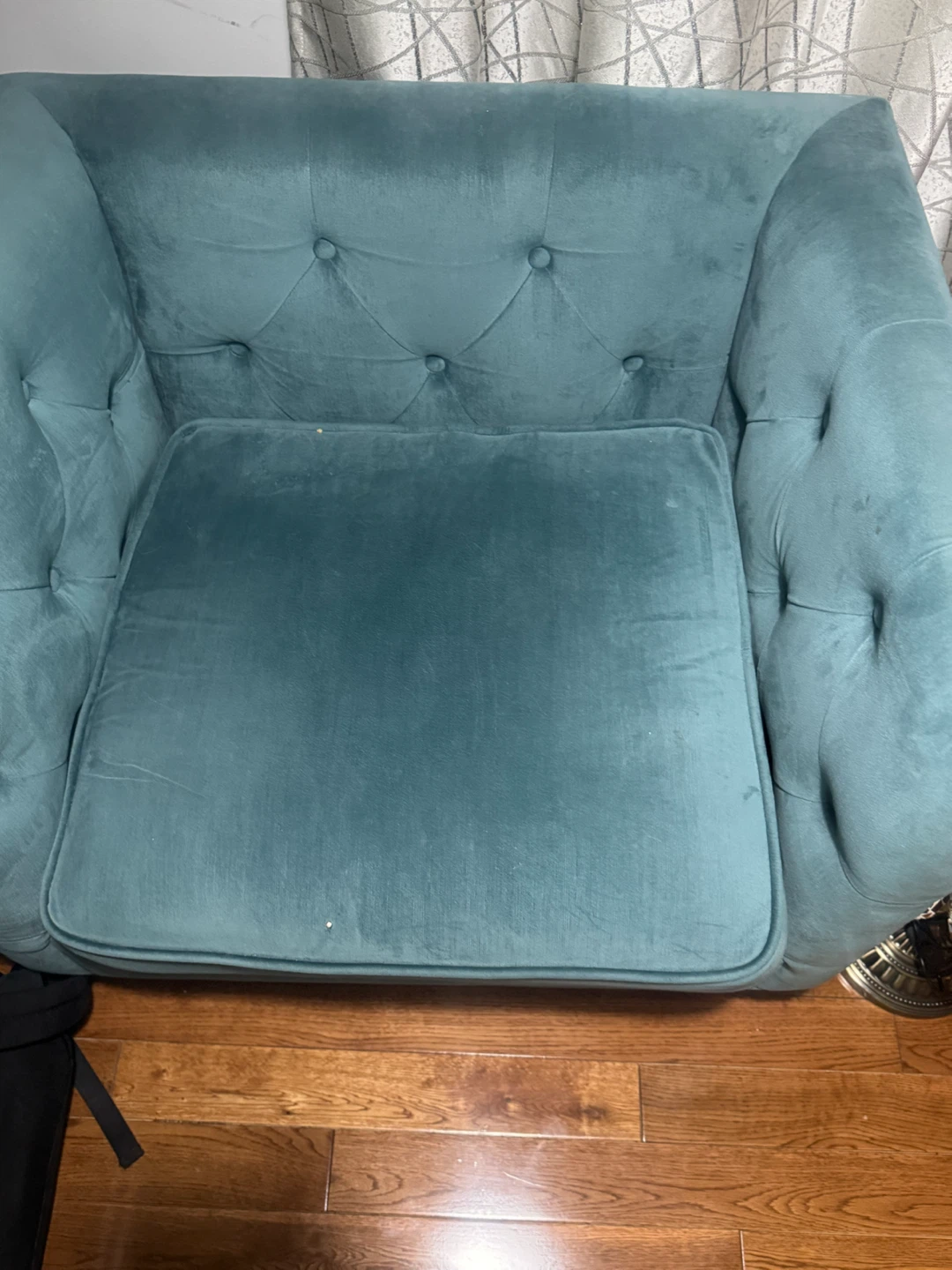 Teal Velvet Tufted Armchair - photo 4