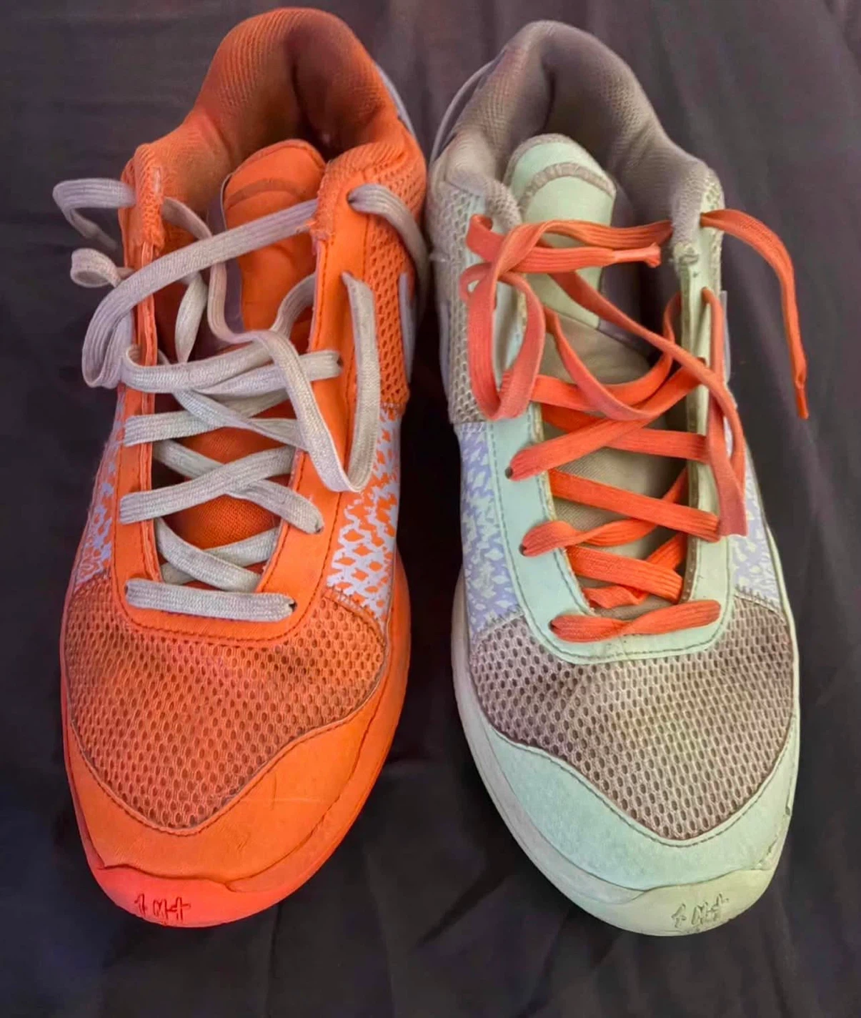 Size 10 Ja Morant mismatch shoes Green and Orange