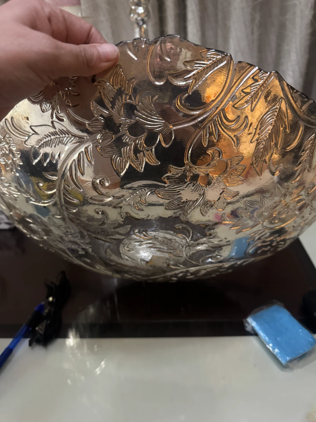 Decorative Embossed Metal Bowl