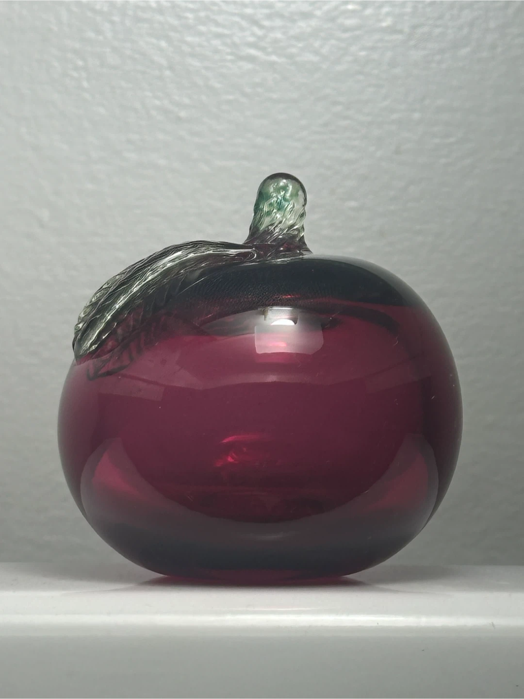 Vintage Rossi Cranberry Glass Apple Made in Canada