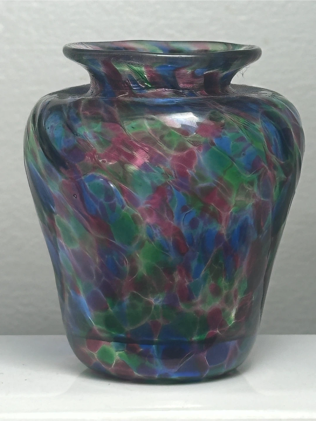 Signed 2002 Miniature Thron Art Glass Vase