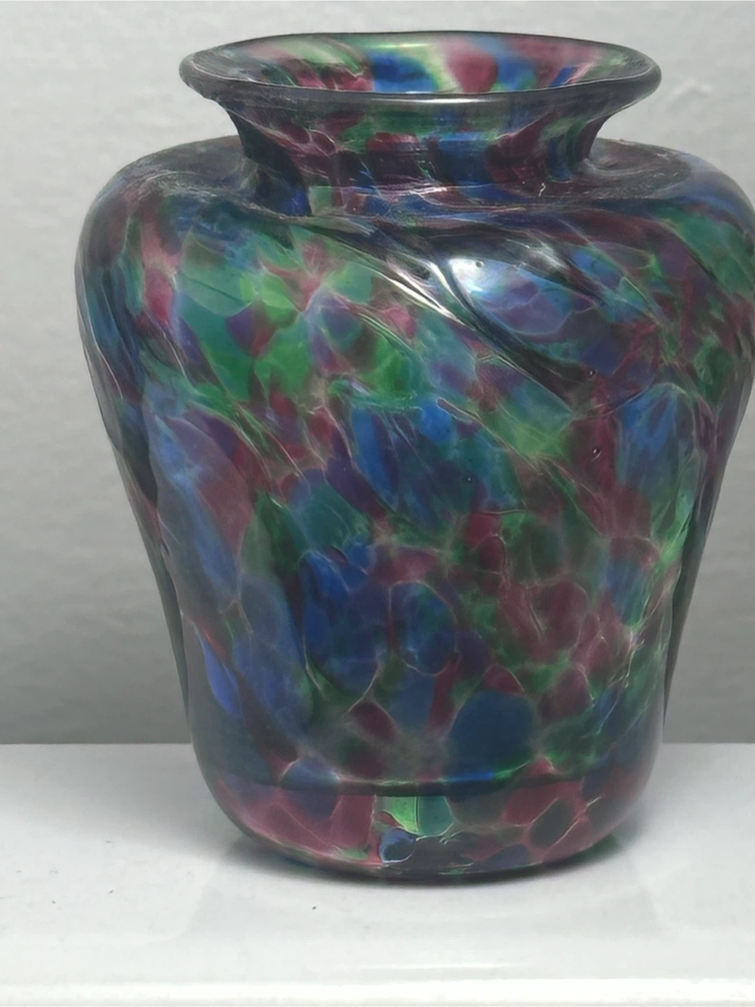 Signed 2002 Miniature Thron Art Glass Vase - photo 2