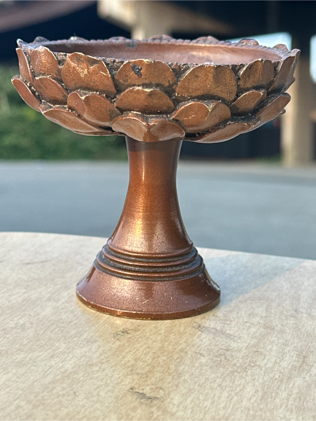 Vintage Brass Lotus Candle & Incense Holder