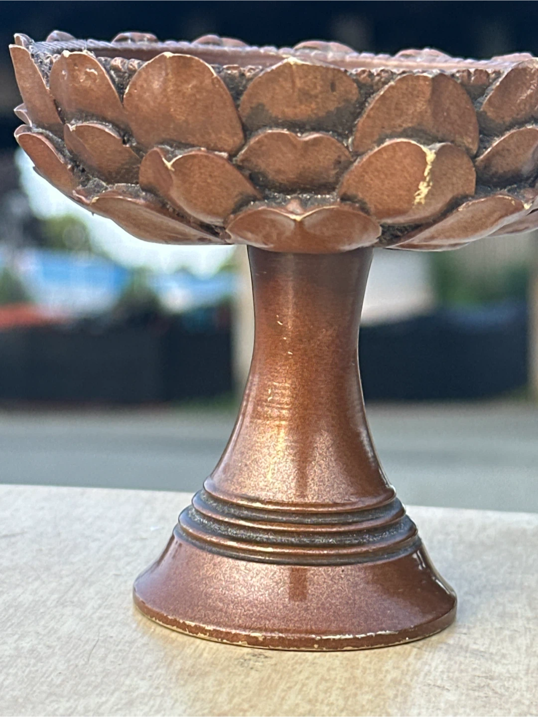 Vintage Brass Lotus Candle & Incense Holder - photo 3