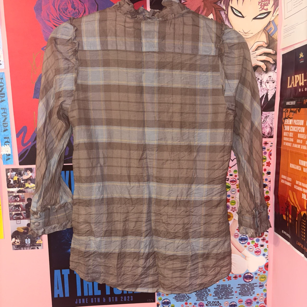 gap plaid ruffle button up - photo 2