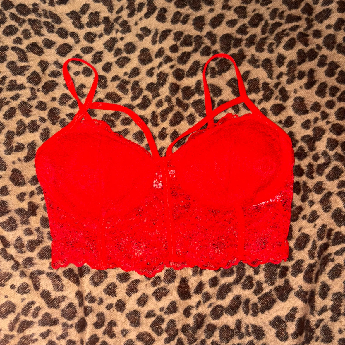 red strappy bralette top