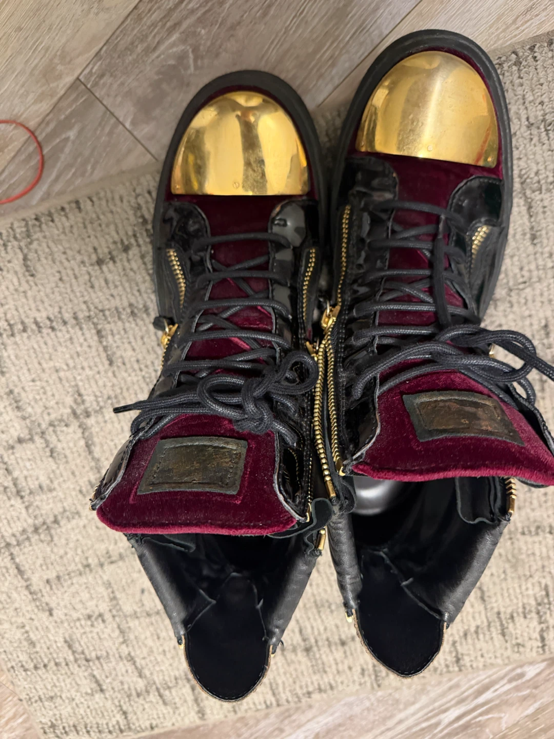 Louis Vuitton Black Velvet High-Top Sneakers - photo 2