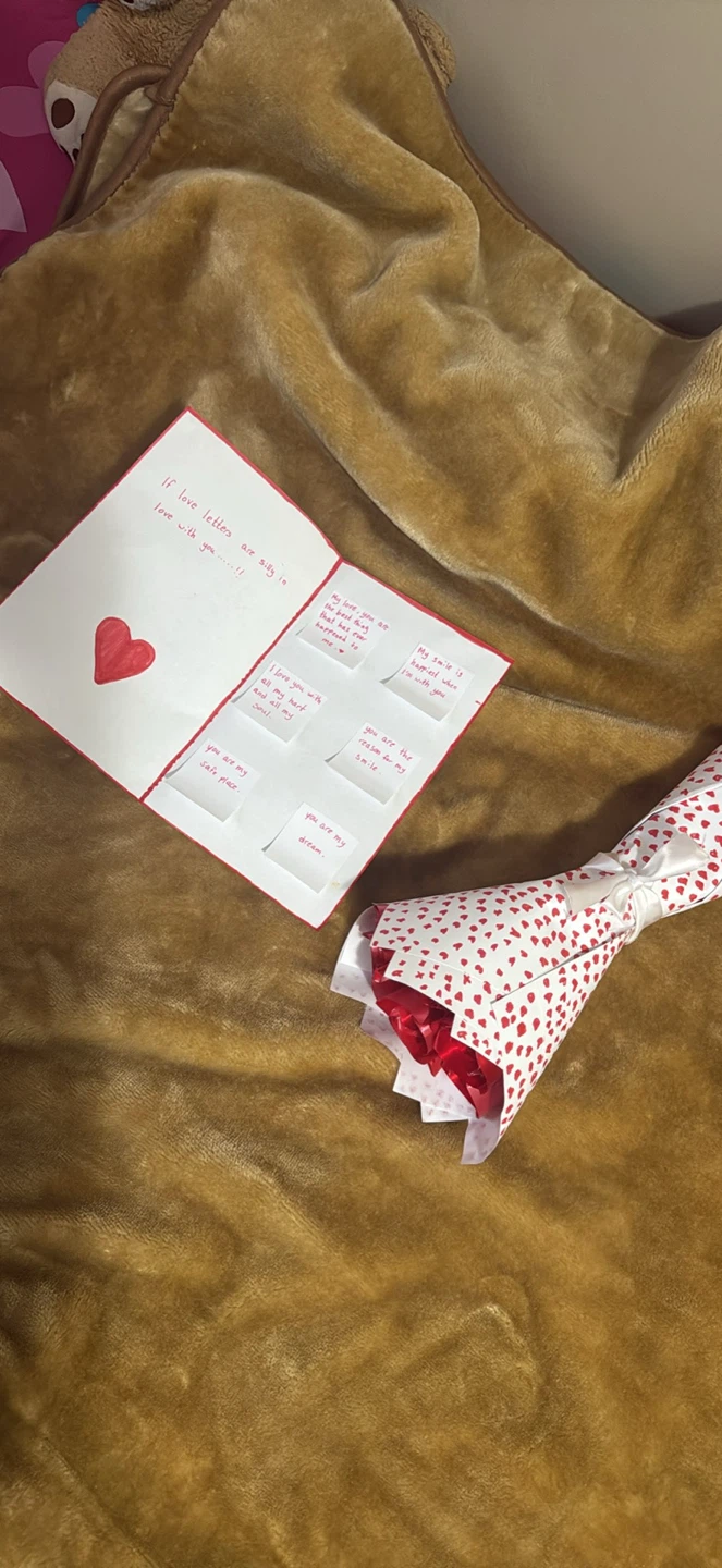 Handmade Love Letter Card and Red Roses