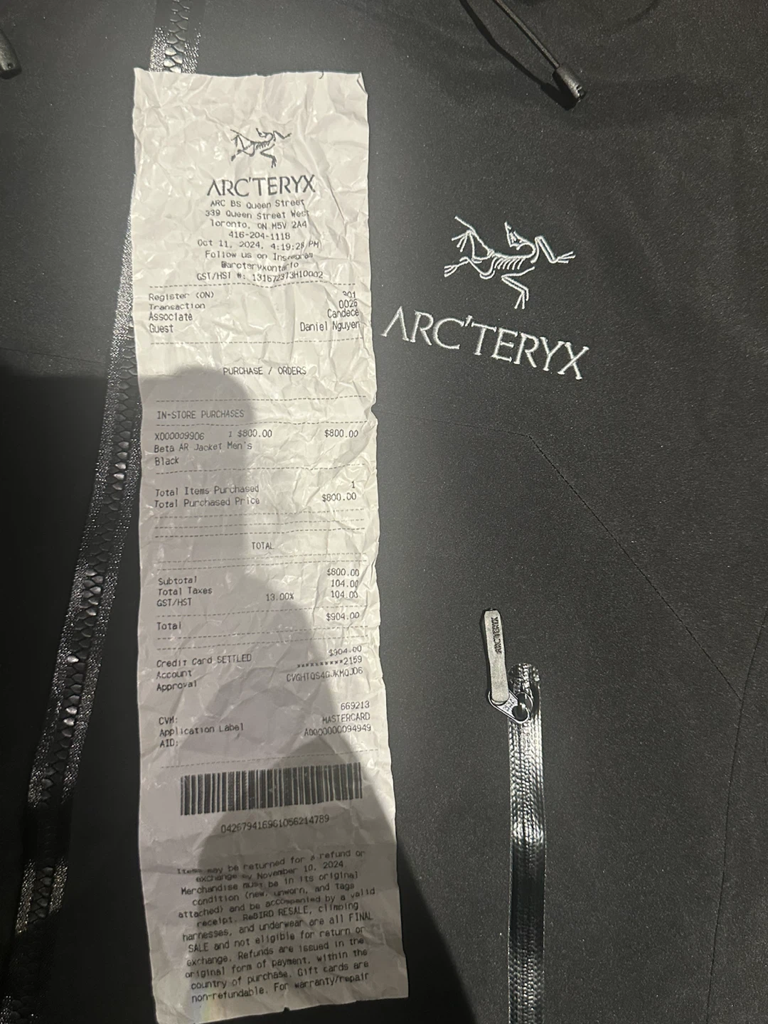 Arc’teryx Beta AR Jacket Large + Receipt Included
