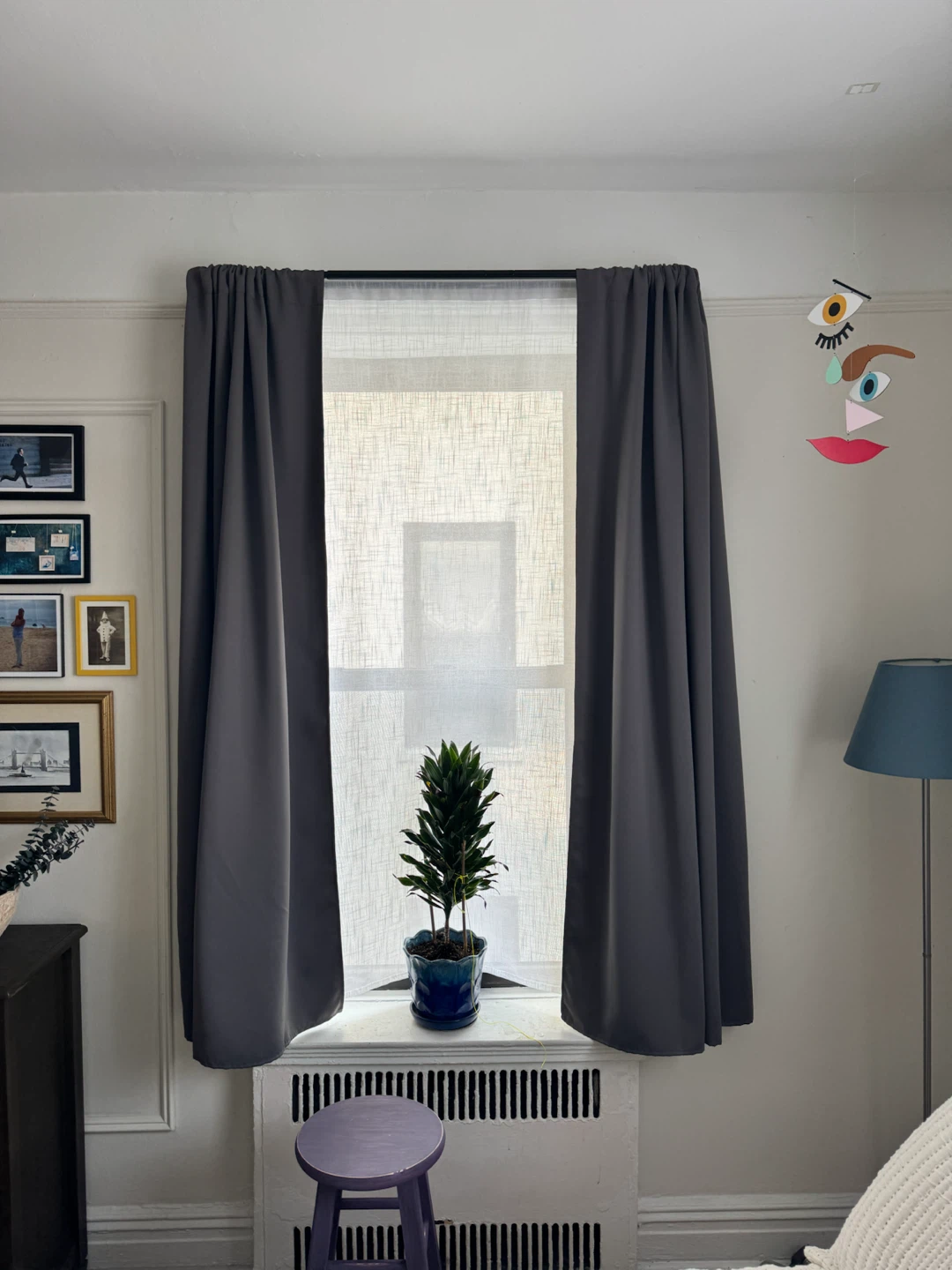 3 Dark Gray Blackout Curtains (6 panels)