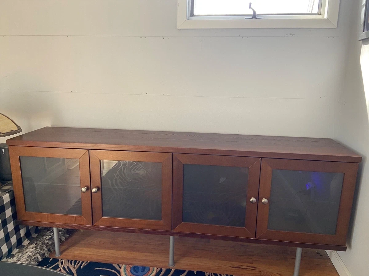 IKEA Brown Cabinet with Frosted Glass Doors