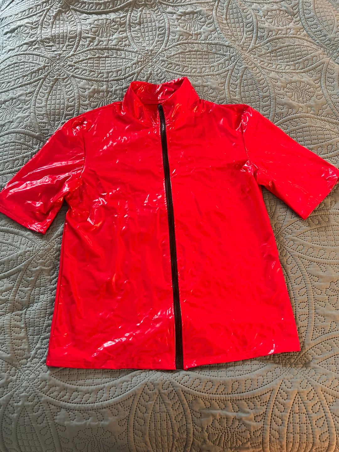 Short Sleeve Shiny Red Jacket