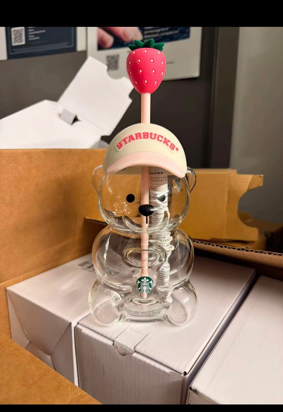 Starbucks Bear Tumbler with Strawberry Straw