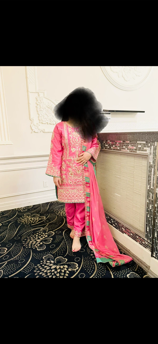 J Dot Pink Embroidered Kurti Shalwar Kameez Dupatta Set