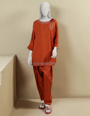 J. Pret Orange Kurta Shalwar Set - Large - photo 2