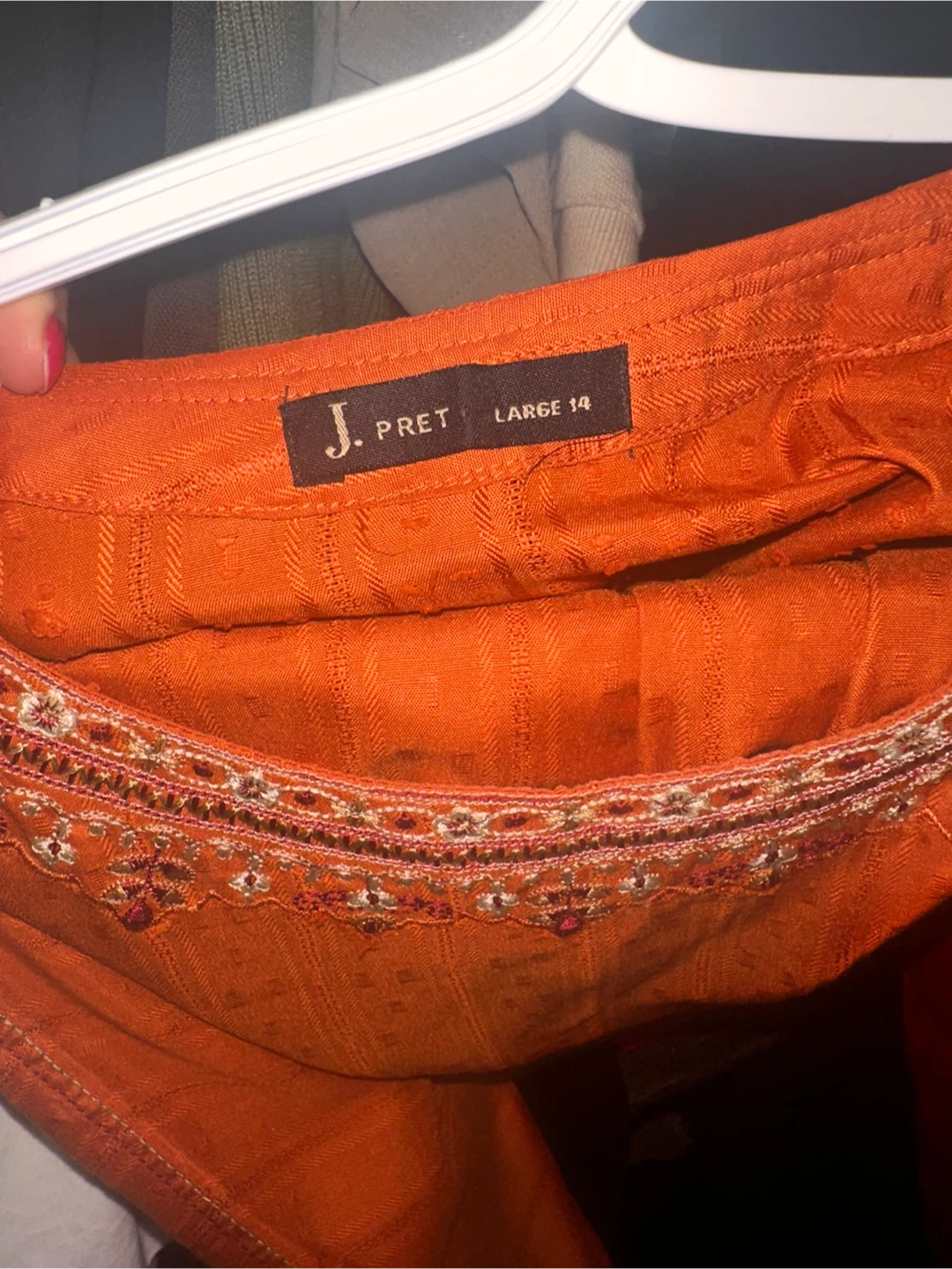 J. Pret Orange Kurta Shalwar Set - Large - photo 4