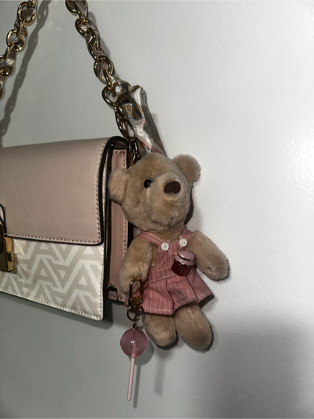 ALDO Pink & White Geometric Crossbody Bag with Charms - photo 3