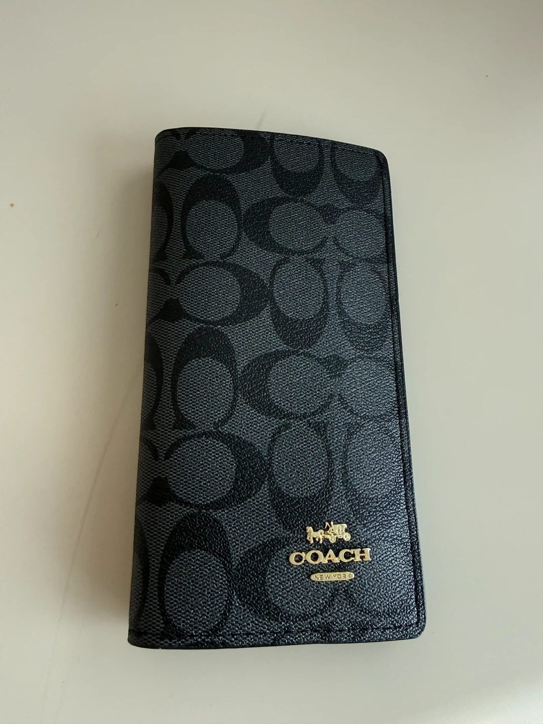 COACH Wallet - Black Signature Monogram
