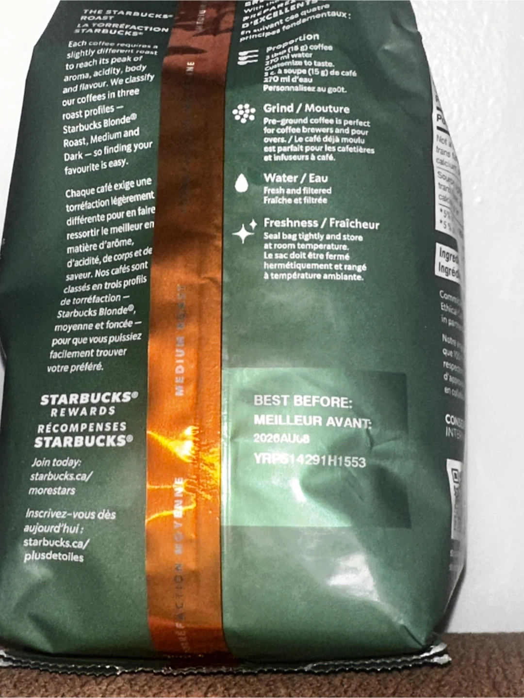 Starbucks Breakfast Blend Medium Roast Ground Coffee 340g