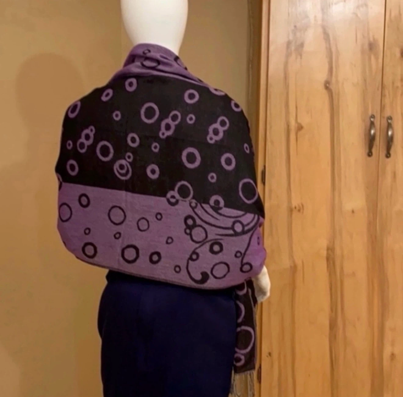 Purple and Black Patterned Scarf